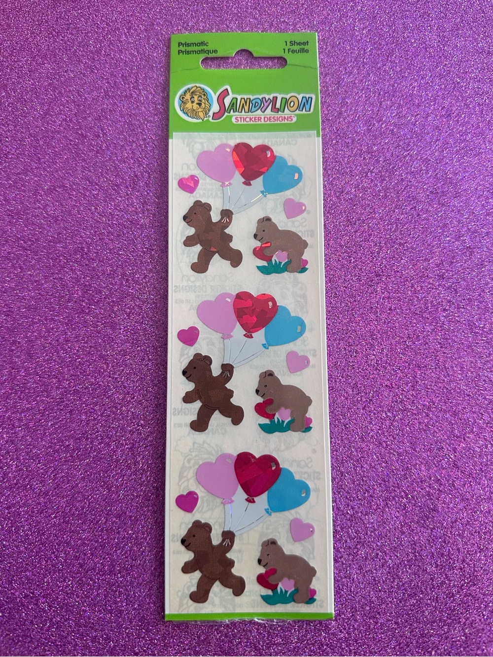 Sandylion Prismatic valentine bears full sticker sheet